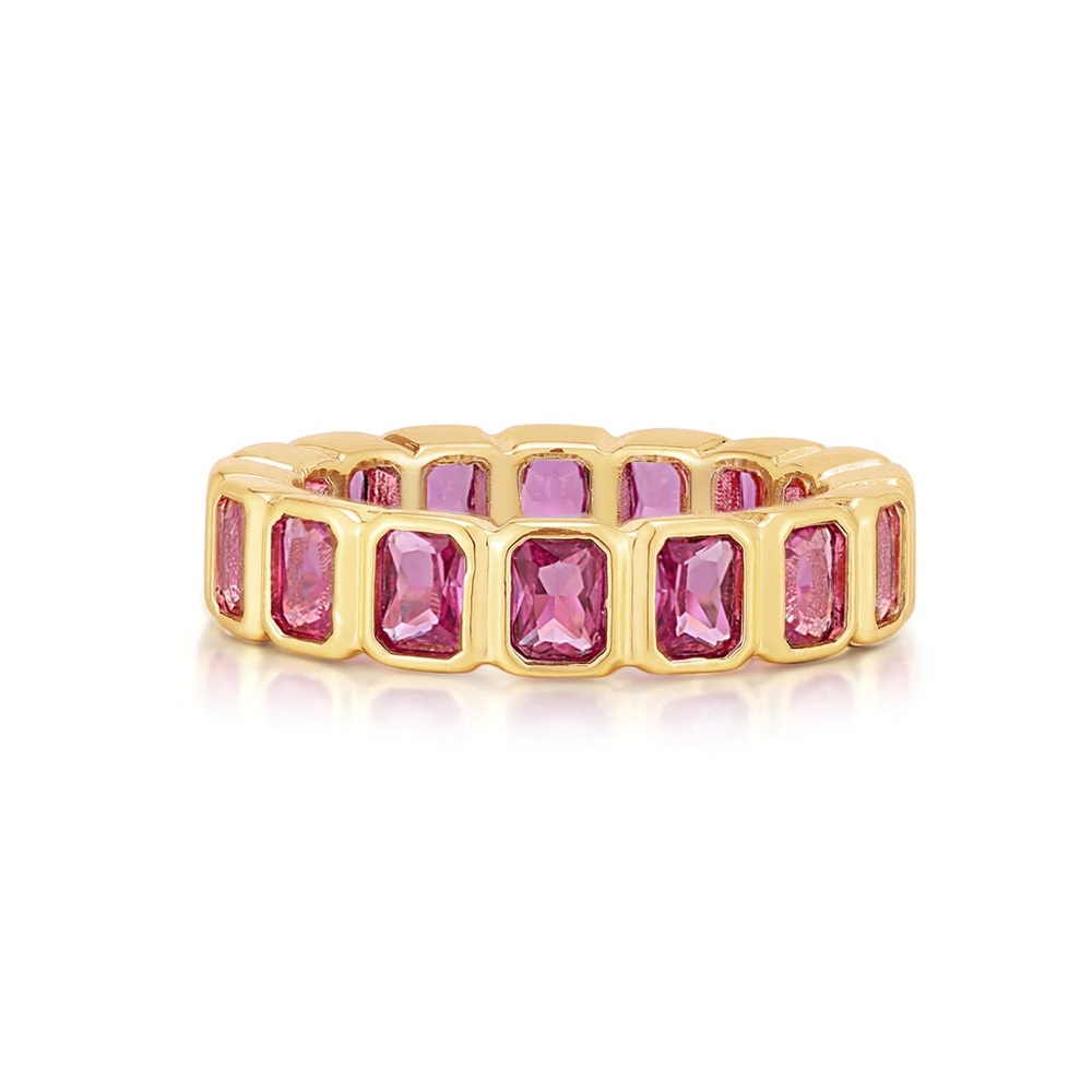 BEZEL EMERALD BALLIER RING- PINK- GOLD